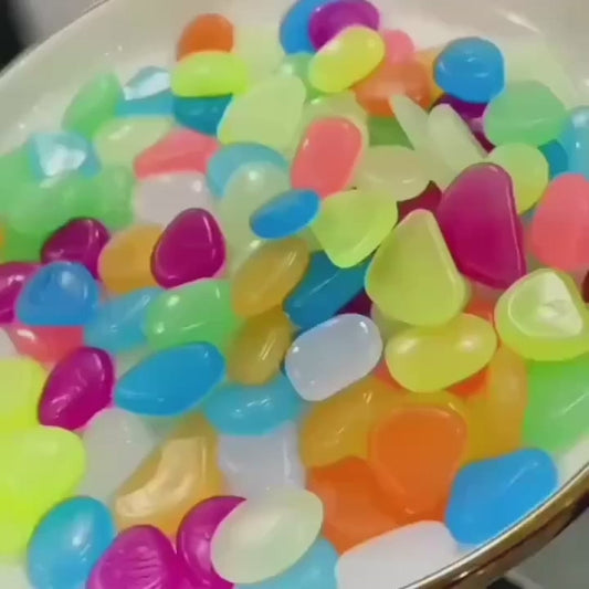 100pcs Artificial Mixed Color Glow Stones Fluorescent Rocks For Home Decor